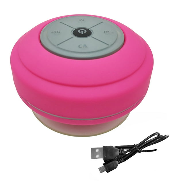 LED Bluetooth Speaker Bathroom Shower Waterproof Portable Wireless Speaker Round Shape Rechargeable, Red