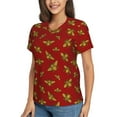 thumbnail image 5 of Yiaed Hohey Bee Golden Print Women's T Shirt V-Neck Short Sleeve Shirt Casual Breathable Tee Summer Tops-Small, 5 of 5