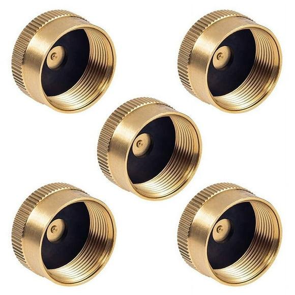 5 Pieces Solid Brass Refill Cap 1 LB Propane Bottle Cap Gas Tank Cylinder Sealed Cap Protect Cap for Outdoor Stove