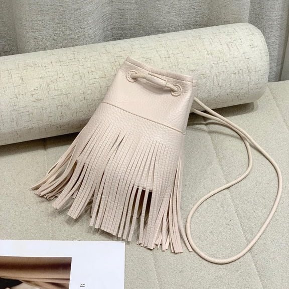 Fashion Tassels Women Crossbody Bags small Bucket Shoulder Bag for Ladies handbg Soft PU Leather femal phones Messenger Bag