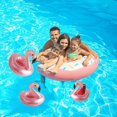 thumbnail image 3 of 6 Pack Drink Floats Cute Animal Pool Drink Holder Set Reusable Inflatable Float Cup Coasters for Summer Pool Party,6 Flamingo. Golden Goose -, 3 of 4