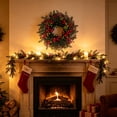 thumbnail image 2 of Artificial Norfolk Pine Christmas Wreath,15.7 Inch Front Door Greenery Wreath with Eucalyptus Leaves, Red Berries, Hanging Wreath for Wall, Window, Indoor Outdoor Winter Holiday Decor,1Pc, 2 of 4