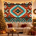 thumbnail image 3 of Southwestern Diamond Pattern On Terracotta Field, Calming Boho Style for Boho Decor Lovers, Geometric Wall Art, Housewarming Gift Tapestry Wall Hanging for Bedroom and Living Room, 3 of 7