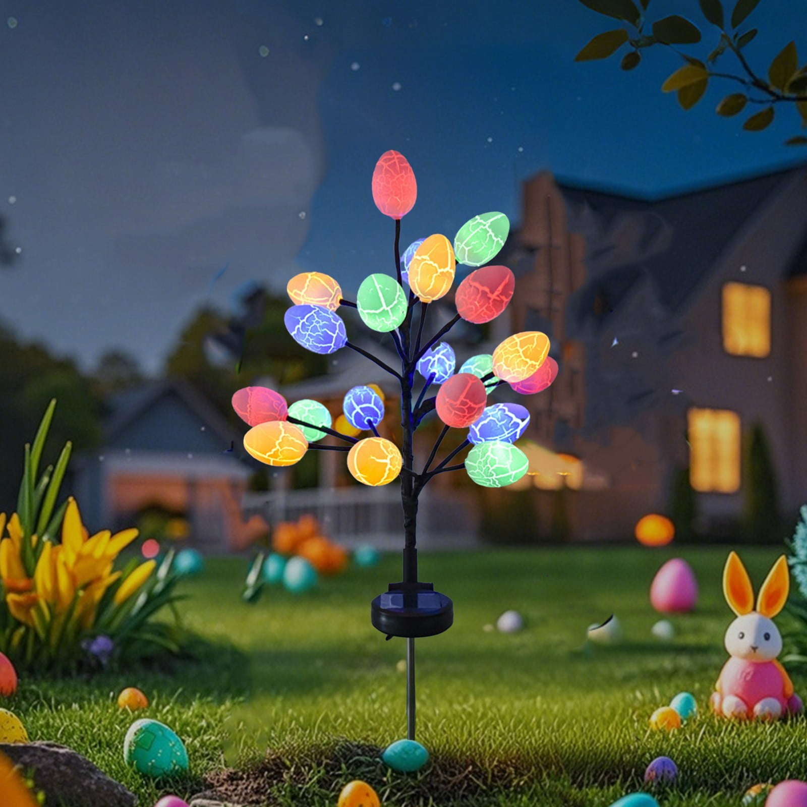TIMIFIS Solar Lights, Outdoor Solar Easter Decoration LED Easter Eggs Street Lights with Stainless Steel Stakes 2 Modes Waterproof Easter Eggs Lights for Yard Decoration Home Decor