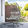 thumbnail image 7 of Double Egg Swing Chair with Stand, 2 Person Outdoor Indoor Hammock Hanging Chair with Cushion,Patio Wicker Hanging Egg Chair w/Cushion 700LBS Capacity for Bedroom, Balcony, Garden, 7 of 7