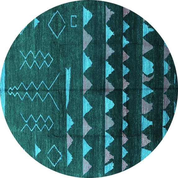 Ahgly Company Indoor Round Solid Turquoise Blue Modern Area Rugs, 8' Round