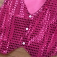 thumbnail image 4 of inhzoy Kids Boys Girls Shiny Sequin Vest Waistcoat Jacket Modern Dance Costume Rose Red 7-8, 4 of 6