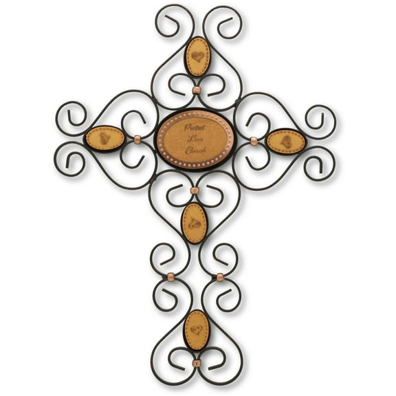 Pavilion Gift Company - Protect Love Cherish - 11.5Wx16H Cross Wall Hanging