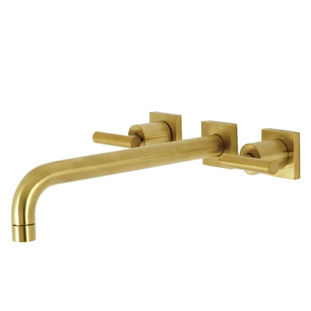 Kingston Brass KS6057CML Manhattan Two-Handle Wall Mount Roman Tub Faucet, Brushed Brass