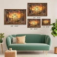 thumbnail image 5 of Vintage Window Religious Wall Art Framed Camvas Prints Gold Sunset Painting Path to Heaven Christian Wall Decor for Bedroom Living Room the Three Crosses Decor Jesus Posters Prints 12"x16", 5 of 5