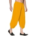 thumbnail image 3 of eloria Men's Dhoti Indian Men's Rayon Dhoti Aladdin Style Pants, Color: Yellow | Free Size, 3 of 5