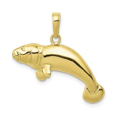 - 10k Yellow Gold Solid Polished Manatee Pendant