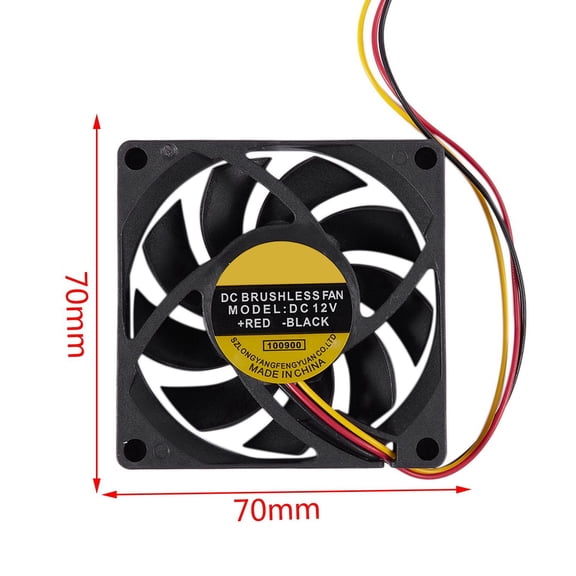 70x70mm 12V 3-Pin PC Computer Case CPU DC Brushless Cooler Cooling Fan Black Plastic Black,1 x DC Brushless Cooling Fan