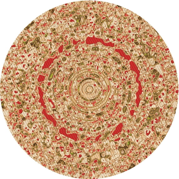 Ahgly Company Indoor Round Patterned Grapefruit Red Area Rugs, 5' Round