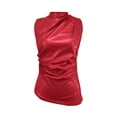 thumbnail image 7 of Qiopertar Women's Casual Sleeveless Leather Vest Asymmetric Hem Tops Peplum Waist Zipper Neckline Party Club Night Out Fashion, Red M, 7 of 7