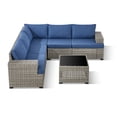thumbnail image 2 of PARKWELL Outdoor Patio Modular Furniture Sets,All-Weather Wicker L Shaped Conversation Sectional Sofa Set with Coffee Table for Backyard Deck,Taupe/Navy, 2 of 11