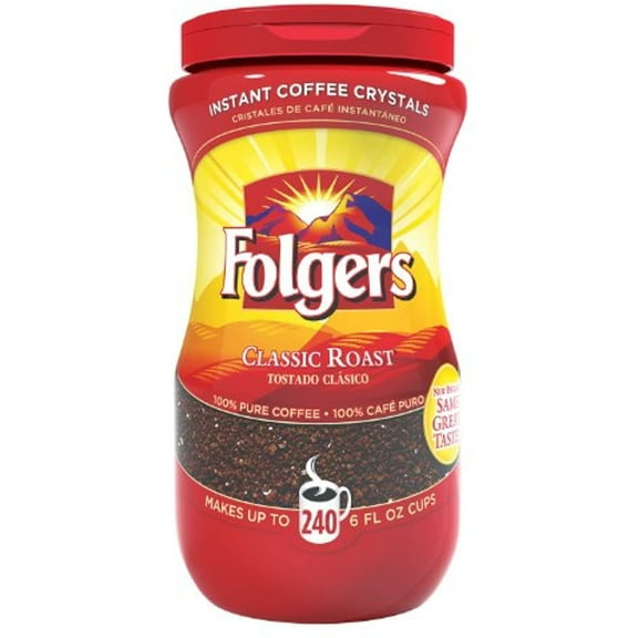 Folgers - 2 Pack - Instant Coffee Crystals Classic Roast 16Oz Jar "Product Category: Breakroom And Janitorial/Beverages & Snack Foods"