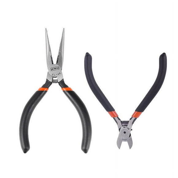 2Pcs Long Needle Nose Pliers Scissors Pliers Set of 2 Precision Wire Pliers Repair Tool Flat Nose Pliers Diagonal Cutters