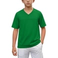 thumbnail image 3 of HVOBTTY Summer Toddler Kid's Short Sleeve V-Neck T-Shirt Solid Color Mesh Sport Comfortable Casual Wear Top, 3 of 5