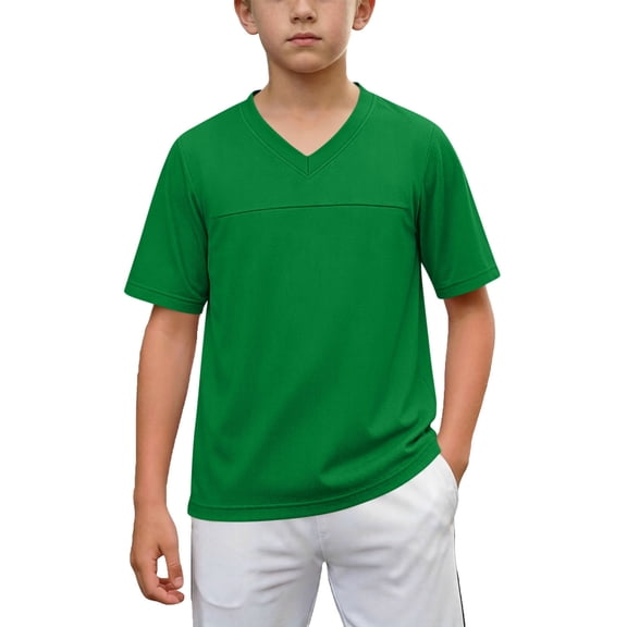 Agkizg Boys Mesh Quickly Dry T-Shirt Solid Short Sleeve Athletic Tee for Kids Breathable Sports Top, Sizes 7-8 Years