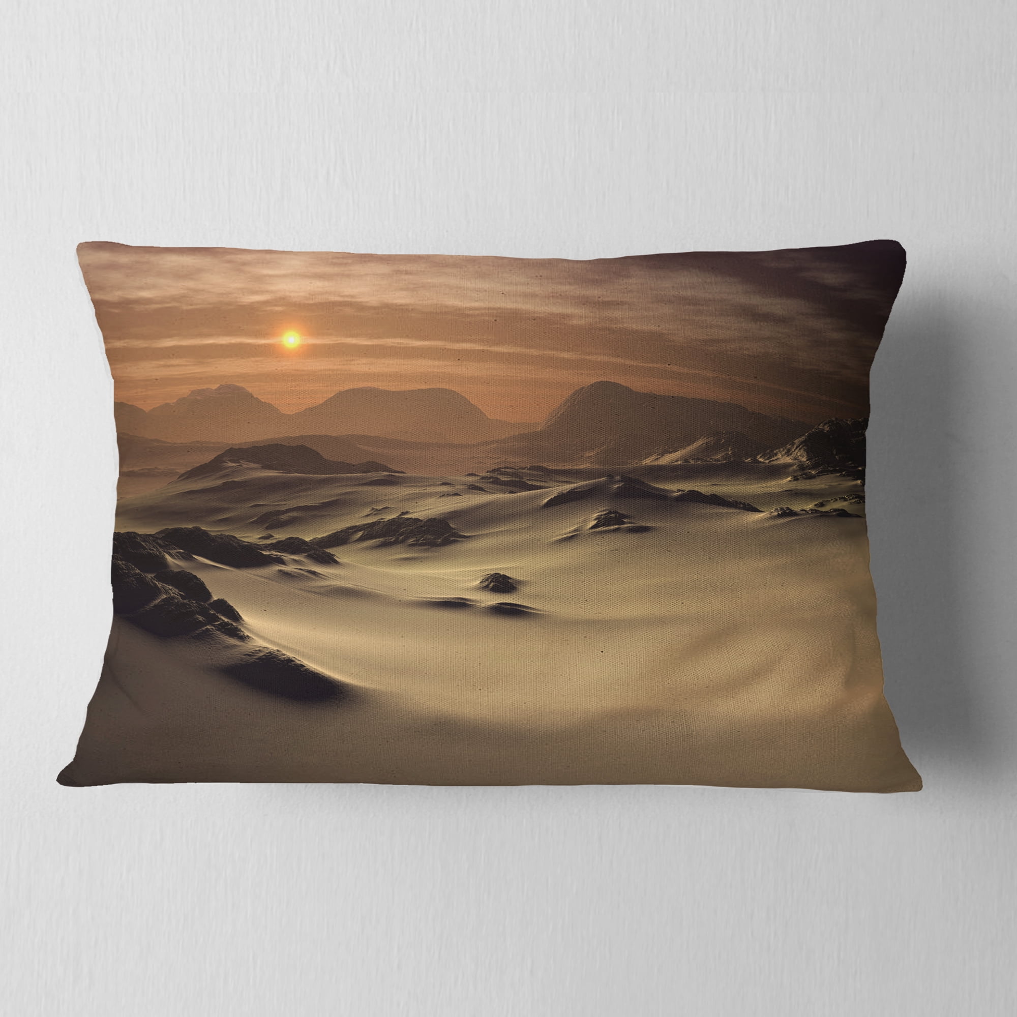 Designart Beautiful Brown Fantasy Terrain - Landscape Printed Throw Pillow - 12x20