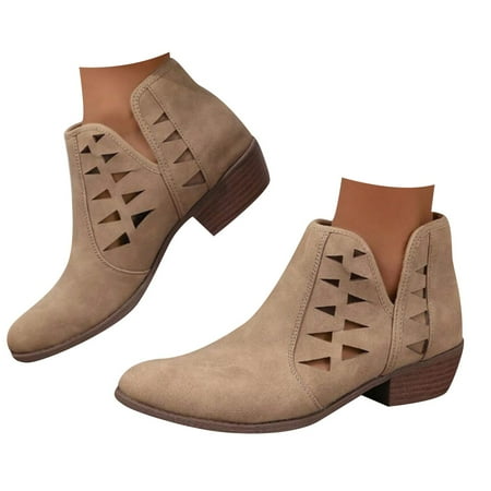 GHSOHS Boots for Women Riding Boots Ankle Booties Shoes Ankle Boots Fashion Low Ankle Trim Round Toe Ankle Leather Boots Casual and Ladies Shoes Leisure Western Cowgirl Boots Rain Boots Size 40