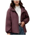 thumbnail image 2 of DAFPZW Womens Winter Jackets Long Sleeve Full Zip Up Hooded Solid Color Puffer Jacket Warm Comfy Casual Coats with Pockets, 2 of 9