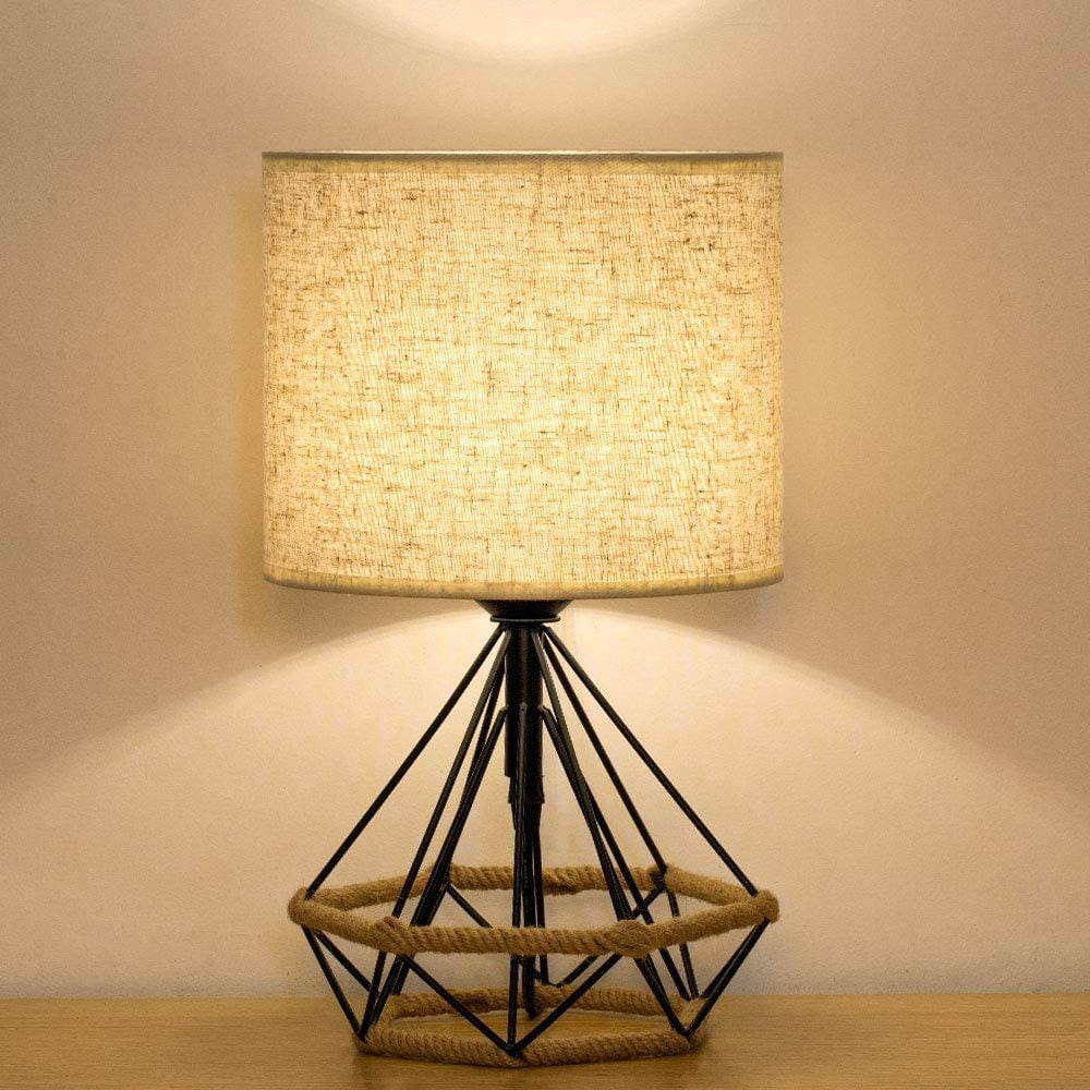 HAITRAL Bedside Lamp Small Black Table Lamp, Modern Hollowed Out Base