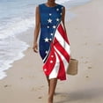 thumbnail image 5 of Summer Dresses for Women Independence Day Cotton Crew Neck Tank Long Dresses Casual Printed Back Zipper Beach Sundress with Pockets, 5 of 9