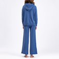 thumbnail image 3 of Women's Autumn Winter 2-Piece Knitted Set - Hoodie + Wide Leg Pants, Solid Color, Elastic Waist, One Size, 3 of 8
