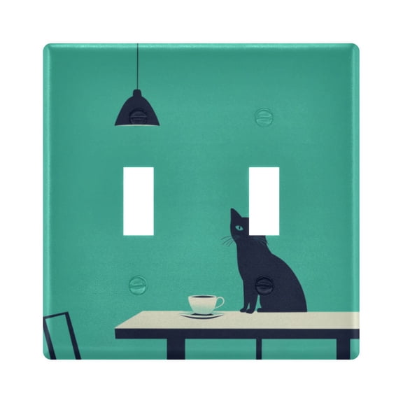 Yayeee Toggle Light Switch Wall Plate 2-Gang 4.56"x4.48" Decorative Outlet Cover, Green Cat