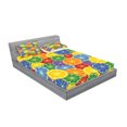 thumbnail image 2 of Ambesonne Abstract Fitted Sheet & Pillow Sham Set, Tropic Orange Fruit, Full, Yellow Blue Green, 2 of 2