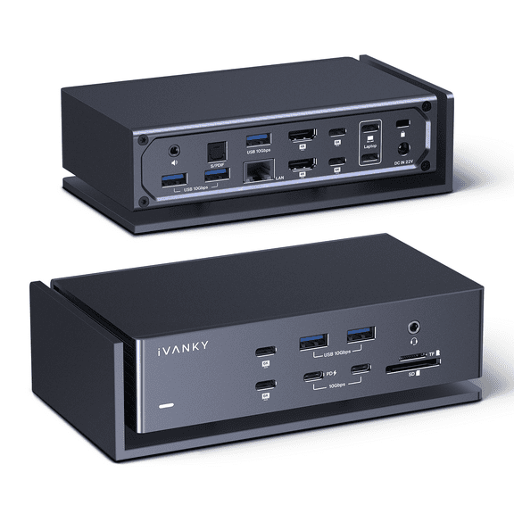 iVANKY Dual Thunderbolt 4 Chips, 20-in-1 Quad 6K@60Hz Monitor MacBook Docking Station, 40Gbps Dock for Mac M1/M2/M3 Pro/Max