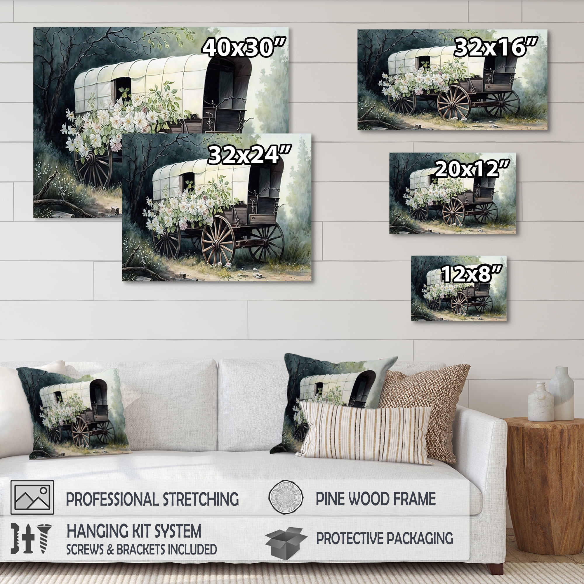 Designart Flower Old Cottage Caravan I Canvas Wall Art