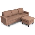 thumbnail image 1 of Gymax Canapé Sectionnel Convertible en Forme de L avec Coussin Café, 1 of 10