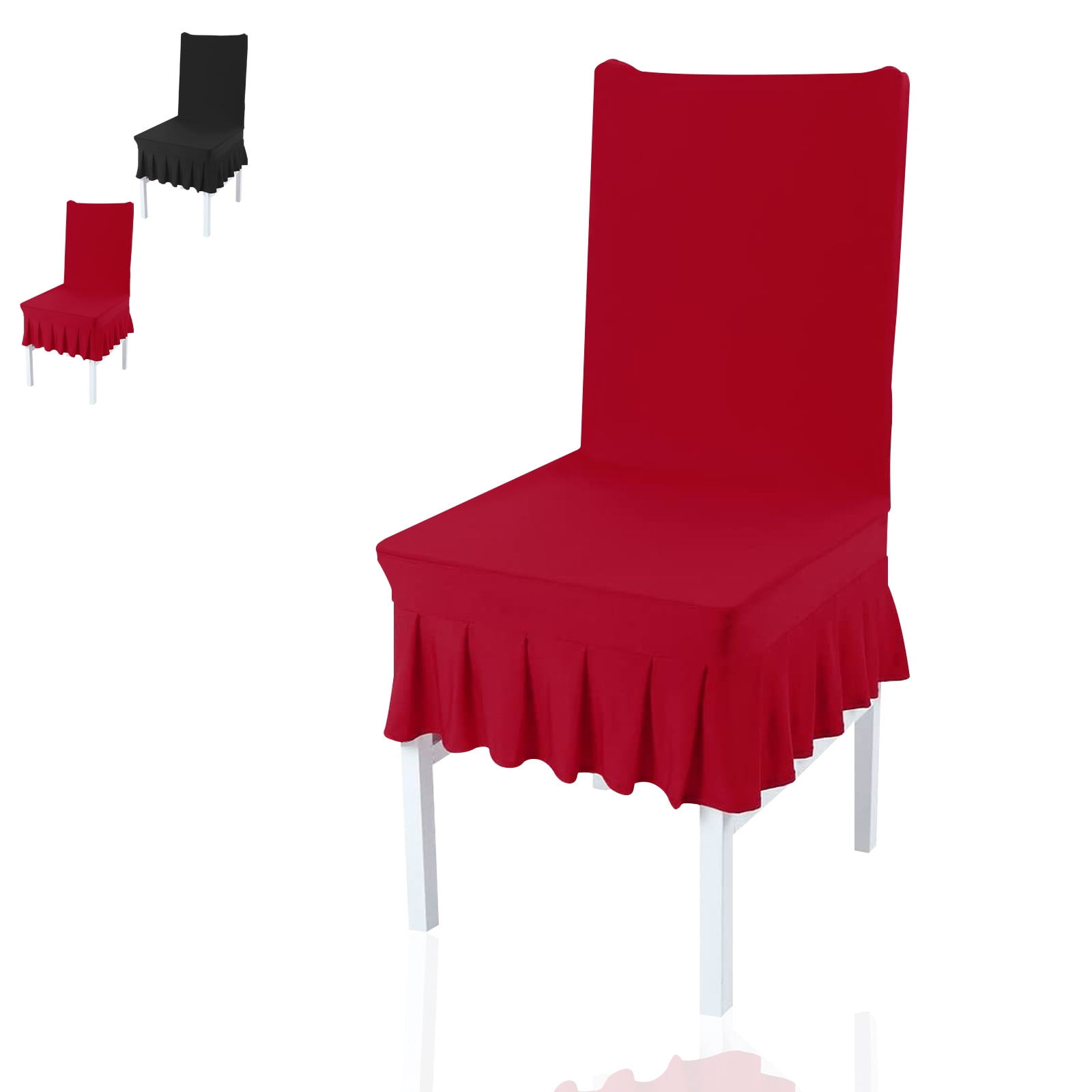 Ruffled Skirt Chair Covers, Stretch Spandex Dining Room Chair Slipcover