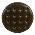 thumbnail image 4 of HomePop Large Faux Leather Tufted Round Storage Ottoman-Brown, 4 of 6