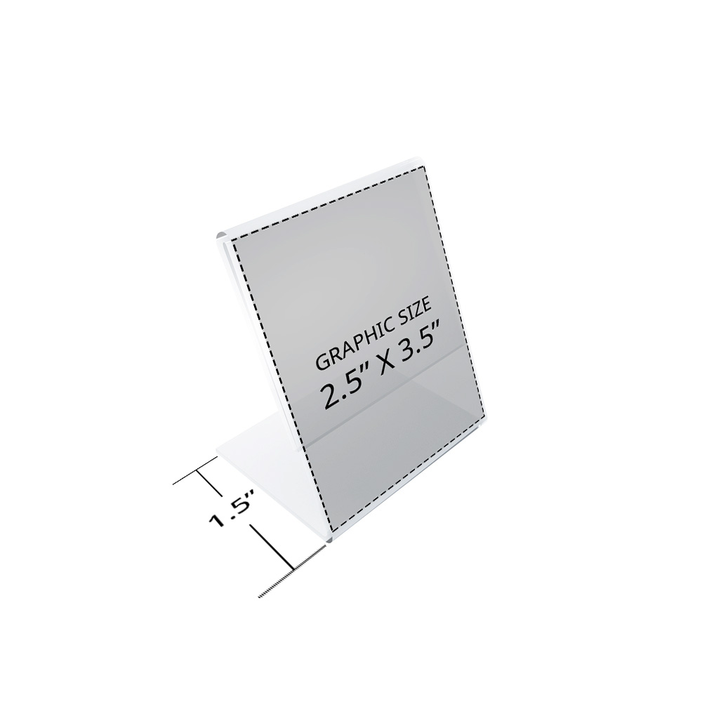 Vertical Slanted, L-Shape Acrylic Sign Holder (2.5"W x 3.5"H)