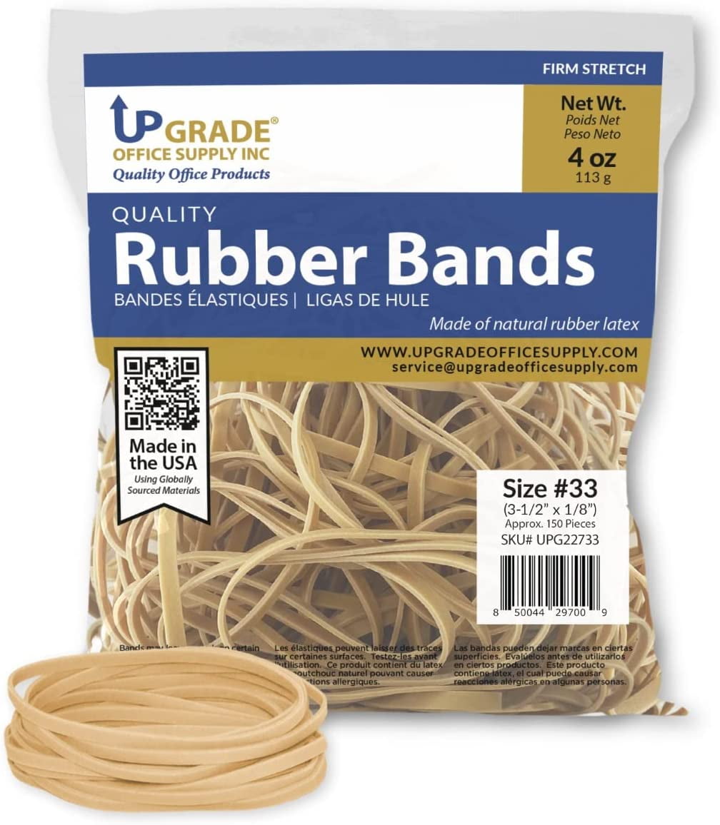 Rubber Bands #33: #33 Size, White, 2LB/1000 Count.