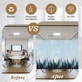 thumbnail image 5 of Forest Turquoise Window Privacy Film, Retro Trees Silhouette Landscape Static Cling UV Sun Blocking Heat Control Window Tint Day and Night, Non-Adhesive One Way Windows Privacy Cover 17.7''x78.7'', 5 of 7