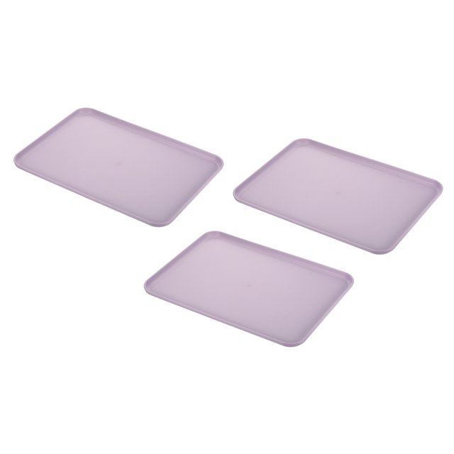 Unique Bargains 15x11' Fast Food Tray, 3 Pack PP Plastic Reusable Multi-Purpose Non-Slip Serving Tray Purple