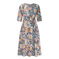 thumbnail image 3 of CHOK Robes de Cocktail pour Femmes 2024 Robe T-Shirt à Manches Courtes Décontractée en Coton Lin Longues Robes Col Rond Été Plage Robes d'Été avec Poches Vestidos Casuales pour Femme, 3 of 7