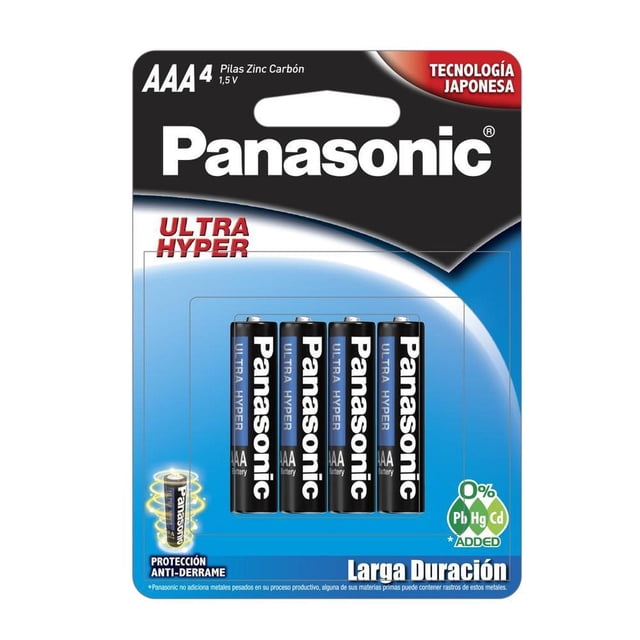 Batería Panasonic Carbon Zinc AAA C/4 1.5V UM-4NPA/4B Negro