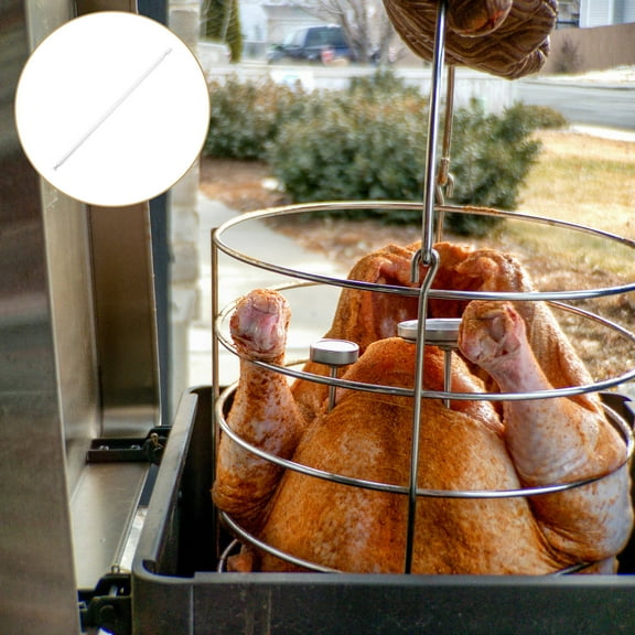 Masteelf Rotating Grill Accessories Shaft Replacement Stainless Steel Bbq Fork Shaft Metal Rod Bbq Grill Parts Tools For Oven Air Fryer Roasting Fork Accessorie