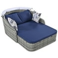 thumbnail image 2 of JAMPOOCA Modern Angled Backrest Steel Outdoor Daybed Lounger with Adjustable Canopy, Blue, 2 of 7