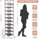 thumbnail image 3 of Estante alto para zapatos de 10 niveles estrecho para 10 a 15 pares de zapatos y botas, organizador de zapatos resistente para ahorrar espacio, para clóset, entrada, sala de estar, café,Marrón, 3 of 10