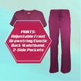 thumbnail image 6 of Natural Uniforms Women's Ultra Soft Stretch Drop-Neck 2 Pocket Scrub Top and Pants 82009200N (Burgundy, Medium), 6 of 7