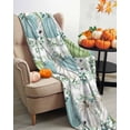 thumbnail image 3 of Fall Thanksgiving Green Pumpkins Eucalyptus Leaves Grey Plaid Flannel Blanket for Bed,Travel and Camping, Super Soft Cozy Blanket for All Seasons 30"x40", 3 of 6