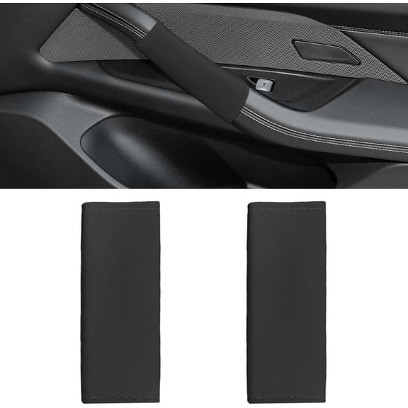 Car Grab Handle Cover, Anti-Scratch Auto Inner Door Pull Handle Cover, PU Leather Door Grip Protector Auto Interior Decoration Accessories for Car, Truck, SUV (Black)