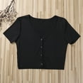 thumbnail image 2 of 2021V-neck Short Sleeve Crop Top T-Shirts Basic Top Sexy Crop Top for Women, 2 of 5